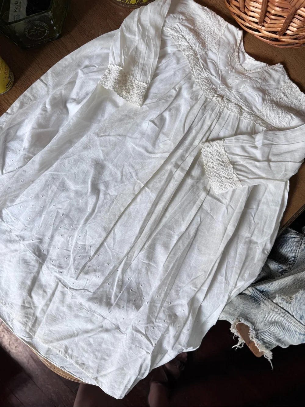 Vintage Antique White Cotton Infant/Christening Gown (1 long, 1 short)